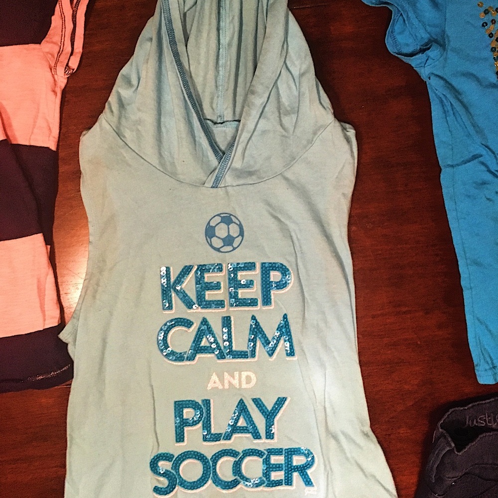 Tank baby blue hoodie.